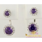 Серебряные серьги Нежинка с фиолетовым камнем. 2432/9р